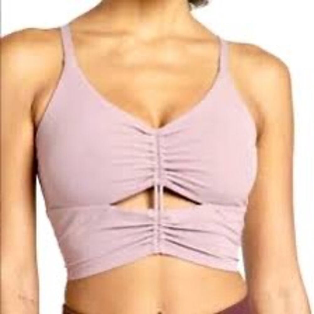 Athleta Cinch Longline Bra Floral Mauve Lavender M - Picture 8 of 8
